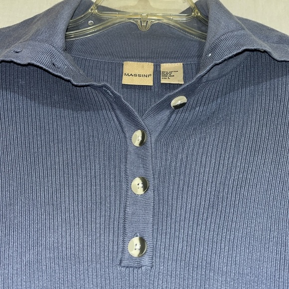 Women’s Massini ribbed v-neck button collar sweater size large - Picture 3 of 9